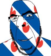 flag flag:friesland friesland full_head glasses hair looking_at_you netherlands open_mouth smile soyjak stubble teeth variant:cobson // 775x849 // 84.9KB