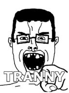 ear glasses hand open_mouth pointing pointing_at_viewer redraw soyjak subvariant:chudjak_front text tranny variant:chudjak // 800x1080 // 61.8KB