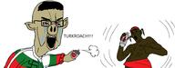 2soyjaks bloodshot_eyes brown_skin buff bug bulgaria can clothes cockroach country crying ear flag flag:bulgaria flag:turkiye gypsycoal open_mouth soyjak swastika turkiye variant:chudjak variant:unknown // 1943x762 // 141.4KB
