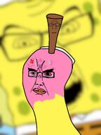 glasses open_mouth spongebob_squarepants subvariant:neutralplier thumbs_up variant:chudjak variant:feraljak variant:markiplier_soyjak // 1536x2048 // 1.2MB