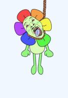 ack antagonist arm artist:juaco bloodshot_eyes blush cartoon crying dandy's_world dandy_(dandy's_world) dyke eyebrows faggot flower green_skin hanging leg mustache open_mouth petals plant rope suicide tranny trend:colorjak variant:bernd // 1400x2000 // 103.6KB