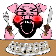 angry fork knife open_mouth pearl pig pink_skin plate red_cheeks subvariant:science_lover table variant:a24_slowburn_soyjak variant:bernd variant:cobson variant:el_perro_rabioso variant:feraljak variant:gapejak variant:impish_soyak_ears variant:markiplier_soyjak variant:rupturejak variant:smugjak variant:soyak variant:tony_soprano_soyjak // 1200x1200 // 510.6KB