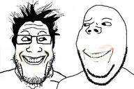 2soyjaks are_you_soying_what_im_soying faceapp glasses hair irl looking_at_each_other smirk soyjak stubble subvariant:wholesome_soyjak variant:gapejak variant:markiplier_soyjak // 1200x800 // 403.5KB