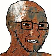 angry glasses iron lead rust soyjak stubble variant:soyak white_background // 300x305 // 159.2KB