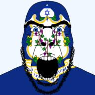 angry beard blue_eyes connecticut facial_mark flag flag:Connecticut flag:israel forehead_mark glasses hair israel latin_text looking_at_you open_mouth queen_of_spades soyjak spade star_of_david state stubble subvariant:cobson_front2 subvariant:spadeson template text thick_eyebrows united_states variant:cobson // 800x800 // 171.0KB
