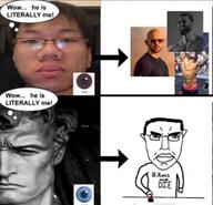 a10_eyes andrew_tate arm arno_breker button closed_mouth ear gigachad glasses hair hand millions_must_die soyjak subvariant:pol_face text variant:chudjak zyzz // 1080x1041 // 81.0KB