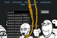 crying glasses hand holding_object holding_rope lynching noose red_eyes rope smile soybooru soyjak stubble subvariant:wholesome_soyjak variant:gapejak variant:soyak variant:tony_soprano_soyjak // 1185x781 // 91.1KB