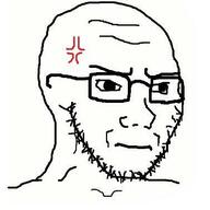 anger_mark bald closed_mouth frown glasses irritated looking_to_the_right soyjak stubble subvariant:soyak_(irritated) variant:soyak white_background // 378x378 // 18.1KB