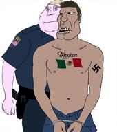 arrest aryan cuff flag:mexico flag:united_states handcuffs mcdonalds mexico subvariant:mexibrute subvariant:whitemutt swastika tattoo united_states variant:meximutt viva_la_raza // 1080x1220 // 290.1KB