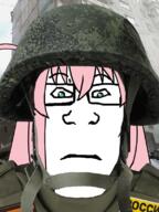 apartment bocchi_the_rock camouflage emr_pattern glasses helmet pink_hair russia russo_ukrainian_war soldier variant:markiplier_soyjak war // 600x800 // 601.2KB
