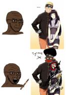 afro anime bbc black_skin blacked concerned crayon forehead_protector frown glasses hyuga_hinata jacket konohagakure_symbol naruto_(series) neutral no_symbol open_mouth queen_of_spades soyjak spade stubble subvariant:black_soyak_ears text tyrone uzumaki_naruto variant:soyak whisker_marks // 968x1393 // 969.1KB