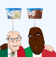 2soyjaks arrow blue_eyes brown_skin chocolate_ice_cream clothes countrywar flag flag:italy flag:mexico friendship glasses great_value green_eyes hand hugging ice_cream italy mexico no_more_brother_wars smile stubble transparent_background vanilla_cream variant:cobson variant:feraljak walmart white_skin // 1920x1959 // 891.0KB