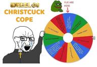 amphibian christcuck christian_cross christianity cope crying frog nas:pepe pepe_the_frog soyjak variant:soyak wheel // 1024x710 // 85.1KB