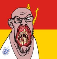 angry animal british crown distorted ear england flag flag:hampshire flower glasses hair hampshire irl lion open_mouth plant rose rotten_teeth soyjak stubble teeth tudor_rose united_kingdom variant:feraljak white_skin yellow_teeth you_were_one_i_ker // 1048x1081 // 290.7KB