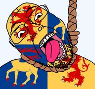 ack animal country county crossbow elk flag flag:kalmar glasses hair hanging holding_object kalmar lion noose open_mouth rope soyjak stubble suicide sweden teeth template tongue transparent_background variant:bernd yellow_teeth // 768x719 // 145.2KB