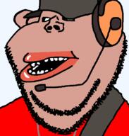 amerimutt artist:salsamaster baseball_cap brown_skin clothes dogtag ear earpiece hat headphones headset lips mcdonalds necklace red_shirt scout_(tf2) stubble subvariant:impish_amerimutt team_fortress_2 translucent translucent_background transparent transparent_background variant:impish_soyak_ears video_game // 598x628 // 20.9KB