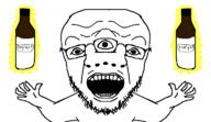 arm clothes ear forehead_lines glasses hand mirrored multiple_eyes nose open_mouth soy soyjak soylent stubble subvariant:yurjak_double teeth text variant:yurjak // 768x442 // 17.4KB