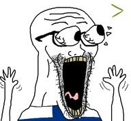 arm country eyes_popping finland flag flag:finland glasses greentext hand hands_up open_mouth palindrome_get soyjak stubble subvariant:waow tongue variant:soyak // 640x591 // 16.5KB
