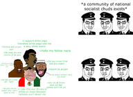 angry arab beard black_eyes black_skin brown_eyes brown_skin chud closed_mouth clothes collar_tabs collared_shirt epaulettes flag:mexico glasses greentext hair hat hat_ornament india indian islam large_nose lips looking_to_the_left looking_to_the_right mexico military military_hat military_uniform nazism necktie nigger open_mouth pajeet pajeetjak peaked_cap reichsadler schutzstaffel shieet skull skull_hat_ornament smilel smug soyjak stubble subvariant:feralnigger swastika taqiyah teeth text tongue totenkopf tyrone uniform variant:bernd variant:chudjak variant:feraljak variant:meximutt variant:pajeetjak yellow_eyes yellow_sclera // 3464x2522 // 916.2KB