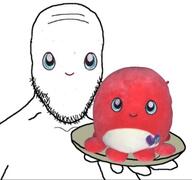 arm blue_eyes closed_mouth cute hand heart holding_object holding_plate no_nose octopus original_content plate plush smile soyjak squishmallow stubble toy variant:platejak // 428x401 // 62.4KB