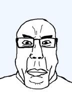 bald closed_mouth glasses merge series:chuddified_soyjaks series:fusionjaks shaved stubble subvariant:chudplier2 transparent_background variant:chudjak variant:markiplier_soyjak // 600x800 // 12.5KB