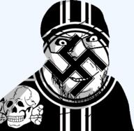 closed_mouth glasses nazism ominous skull smile soyjak stubble variant:feraljak // 1276x1246 // 486.1KB