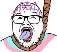 bloodshot_eyes glasses hanging happy open_mouth soyboy stubble tranny variant:joejak wrinkles // 553x497 // 10.1KB