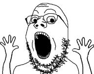 animated crazed excited ext=gif glasses hand hands_up jump jumping merge open_mouth series:fusionjaks soyboy soyjak stubble variant:excited_soyjak variant:gapejak white_background // 760x595 // 35.6KB