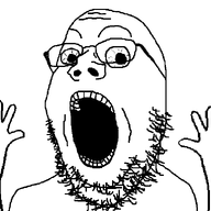 animated crazed excited ext=gif glasses hand hands_up jump jumping merge open_mouth series:fusionjaks soyboy soyjak stubble variant:excited_soyjak variant:gapejak white_background // 760x595 // 35.6KB