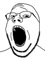 glasses open_mouth soyjak stubble subvariant:wholesome_soyjak variant:gapejak // 600x800 // 16.5KB