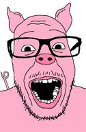 animal ear glasses mustache pig pink_skin snout soyjak stubble tail variant:punkjak // 918x1402 // 37.7KB