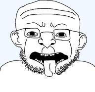 aliased angry ear eyebrows glasses nose open_mouth split_jaw stubble teeth tongue variant:volatilejak wrinkles // 675x653 // 14.2KB