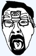 doctor_strange glasses goatee hair multiple_eyes open_mouth soyjak variant:benedict_cumberjak2 // 708x1080 // 173.3KB