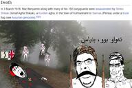 assassination assyria blood chud dead genocide gun hanging kurd kurdish kurdish_text kurdistan mustache open_mouth rope subvariant:perceptive_chud tree variant:chudjak variant:cobson // 7352x4904 // 12.0MB