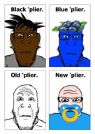 4soyjaks baby black_skin blue_skin blueberry closed_mouth clothes dr_seuss dragon_ball dragon_ball_super earring foodjak glasses goku_black hair neutral old pacifier son_goku soyjak stubble subvariant:lawrence subvariant:neutralplier text variant:markiplier_soyjak white_skin wrinkles // 2480x3508 // 2.1MB