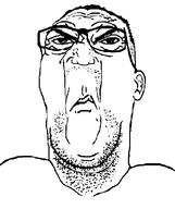 angry closed_mouth ear frown glasses hair mustache punisher_face soyjak stubble template variant:reaction_soyjak white_background wrinkles // 672x800 // 11.6KB