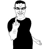 black_eyes looking_at_you middle_finger smile variant:chudjak white_skin // 1352x1464 // 40.5KB