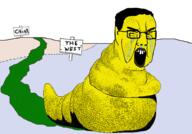 angry asian china crying glasses hair open_mouth snail soyjak variant:chudjak yellow_skin // 918x640 // 405.9KB