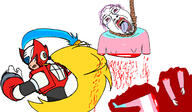blood bloodshot_eyes blue_eyes bone crying glasses gore hair hanging laser_sword mega_man mustache open_mouth purple_hair rope soyjak stubble sword tongue tranny trans_rights transgender_flag variant:bernd yellow_teeth ywnbaw zero_(mega_man) // 1725x1005 // 955.6KB