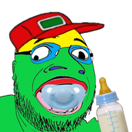 baby bottle clothes deformed glasses hat open_mouth pacifier sneed soyjak stubble trend:colorjak variant:fatjak // 1175x1174 // 1020.4KB