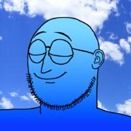 calm glasses kino_keyed_and_gemerald soyjak stubble variant:weirdpenis // 900x900 // 567.5KB