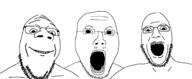 3soyjaks glasses open_mouth shocked soyjak stubble template transparent_background variant:chrisjak variant:goopjak variant:unknown // 2213x913 // 88.8KB