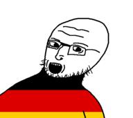 flag flag:germany germany glasses hair looking_to_the_left open_mouth soyjak stubble teeth torso variant:a24k wrinkles // 466x415 // 3.2KB