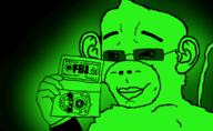 badge closed_mouth ear federal_bureau_of_investigation glasses glowing glownigger monkey smile smirk soyjak sunglasses tail variant:chudjak // 1176x725 // 153.0KB