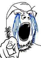 angry bald bloodshot_eyes crying gape gaping_mouth glasses hand large_eyebrows nails open_mouth pointing pointing_at_viewer soyjak stubble tear template variant:gapejak white_background // 612x857 // 23.3KB