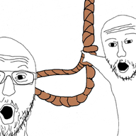 2soyjaks arm glasses hand kys open_mouth pointing rope soyjak stubble suicide variant:two_pointing_soyjaks // 1360x1076 // 538.4KB