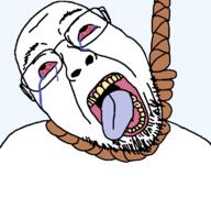 ack bloodshot_eyes crying dead glasses hanging open_mouth rope soyjak stubble suicide template tongue transparent_background variant:bernd yellow_teeth // 768x719 // 24.2KB