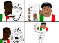 angry black_skin chad curly_hair flag:france flag:germany flag:italy flag:portugal flag:spain flag:transgender_pride_flag flag:united_kingdom france germany italy meme multiple_soyjaks open_mouth pen phone portugal queen_of_spades seething skibidi_toilet spain stubble text tranny united_kingdom variant:alicia variant:bernd variant:chudjak variant:cobson // 2380x1712 // 1.1MB