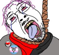 anarchism antifa bloodshot_eyes communism flag:anarcho-communism glasses hair left_wing leftist open_mouth tongue tranny variant:bernd // 768x719 // 91.7KB