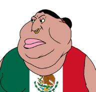 angry brown_skin chud_(boorufag) chud_(soybooru) claudia_sheinbaum clothes fat female flag flag:mexico gypsy hair hooked_nose latino lips meta:op_took_a_selfie_of_xerself mexico meximutt obese obsessed_brimstone piercing ponytail ring soyjak subvariant:female_meximutt variant:meximutt yellow_sclera // 888x849 // 111.5KB